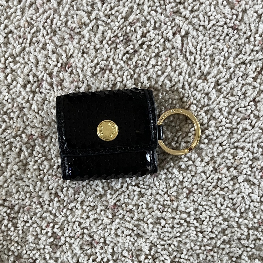 Michael Kors Black Sequin Keychain Wallet NWOT